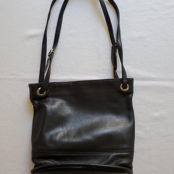 Vtg Black Coach Leather Bucket Shoulder Handbag Purse C8C-4241 - Picture 8 of 14